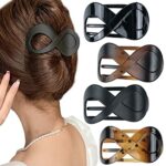 4 PCS Hair Claw Clips Black Hair Clips Large Acrylic Non slip Hair Claw Clip French Matte Hair Clips 4 Colors Hair Accessories for Girls and Wome