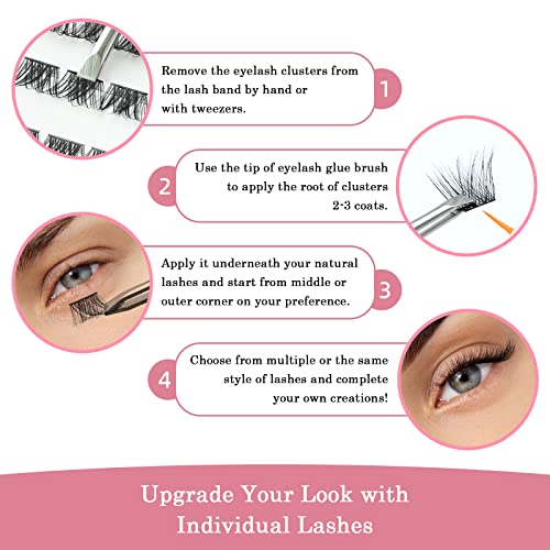 OBSGUMU Individual Lashes,7 Style Cluster Lashes,C CC D Curl 63 Clusters,DIY False Eyelashes Extensions Kit at Home,Soft Clusters Eyelash,With Cl