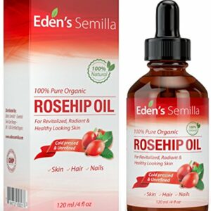 100% Pure Rosehip Oil - 120ml - Certified ORGANIC - Revitalises Skin & Hair - Clinically Proven - Natural / Cold pressed & unrefined - NON Greasy