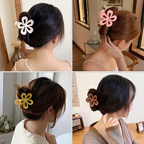 MENGCOOL 8PCS Flower Hair Clips, Cute Hair Clip for Medium Thick Hair, ABS Strong Hair Hold Jaw Clamps, Non-Slip Large Hair Clip for Women and Gi