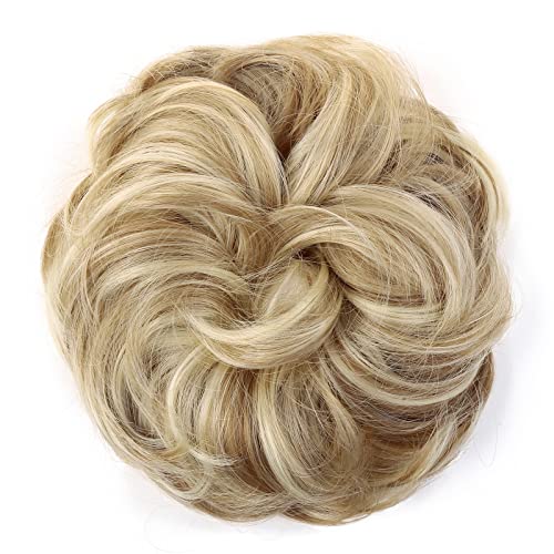 JJstar Messy Hair Bun Curly Wavy Hair Scrunchies Accessories Pieces for Women Girls Synthetic Hair Chignons (Dark Brown)