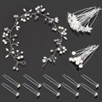 30 pcs Crystal Flower Hair Pin and 1 Pearl Crystal Headband Bridal Flower Crystal Rhinestone U Shaped Hair Pins Wedding Hair Accessories Pearl Fl