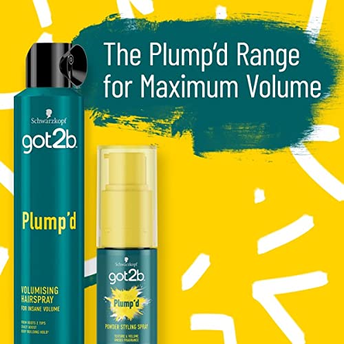 Schwarzkopf got2b Plump'd Volume Root Hair Powder Unisex Styling Spray, Vegan, Silicone Free, 8g