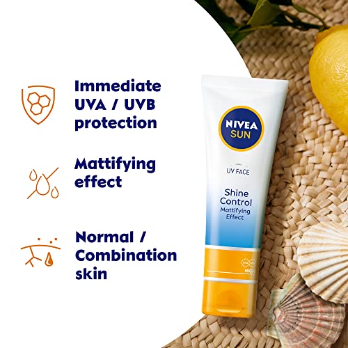NIVEA UV Face Shine Control SPF50, Face Sun Cream, UV Face Cream, Moisturising Cream for Daily Use, Sunscreen for Immediate UVA/UVB Protection, 5