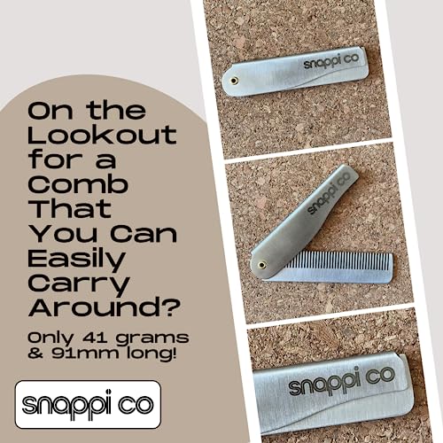 Snappi Co Metal Folding Beard Comb | 304 Stainless Steel Pocket Comb for Men for Beard Grooming, Hair Styling & Moustache Care | Compact Flip Com