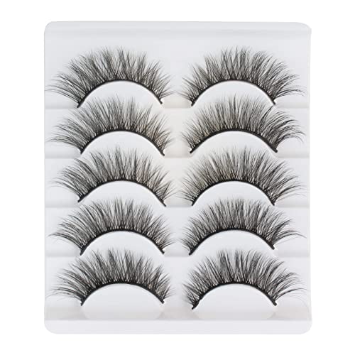 Cat Eye Lashes Natural Look Faux Mink Fake Eyelashes Light Volume False Lashes Fluffy Strip Lashes Multipack 3D 5 Pairs Pack by Glowingwin