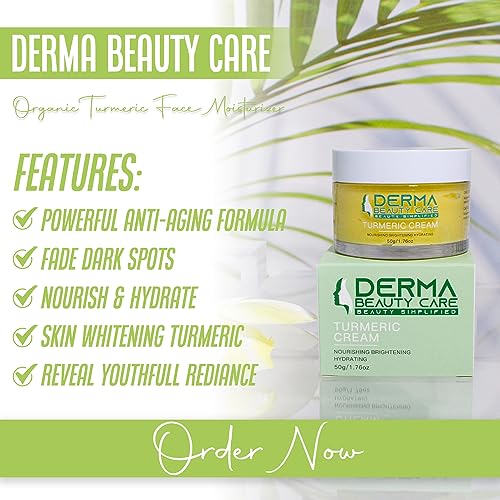 DERMA Turmeric Face Cream Beauty Care Turmeric Facial Moisturizer for Dark Spots, Wrinkles, Moisturizing, Nourishing, Brightening, Hydrating, Ski