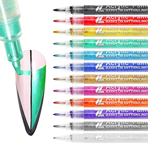 12 Colors 3d Nail Art Pens Set, Quick-Dry Nail Graffiti Painting, Gel Nail Art Pens for DIY Nails Art Design Adorn Manicure Tools for Women Girls