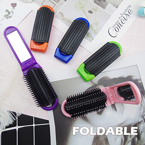Hair Brush, Detangling Hairbrush With Mirror Travel Mini Small Paddle Brush Folding Hair Comb For Thick Curly Thin Long Short Wet Dry Hair Mens W