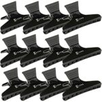 Kobe Pro Hairdresser's Black Butterfly Hair Clips, 12 Pieces Butterfly Hairdresser Clamps Salon Hair Claw Hairdresser Clamp Black Clip Barrettes