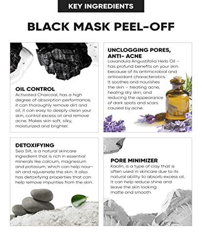 Perfect Look London Peel Off Face Masks, Intensive Purifier, Bamboo Charcoal Fighting Formula for Blackhead Removal and Deep Skin Clean, Carbon A
