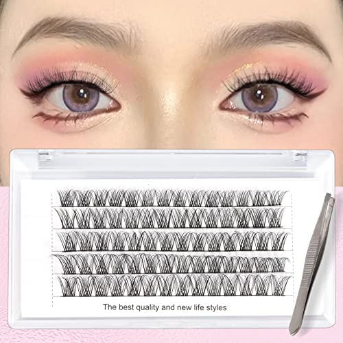 EMEDA Cluster Lashes 70 Pcs DIY False Eyelashes With Tweezers C Curl Individual Lashes 11mm 12mm 13mm 14mm Manga Lashes DIY Eyelash Extensions Th