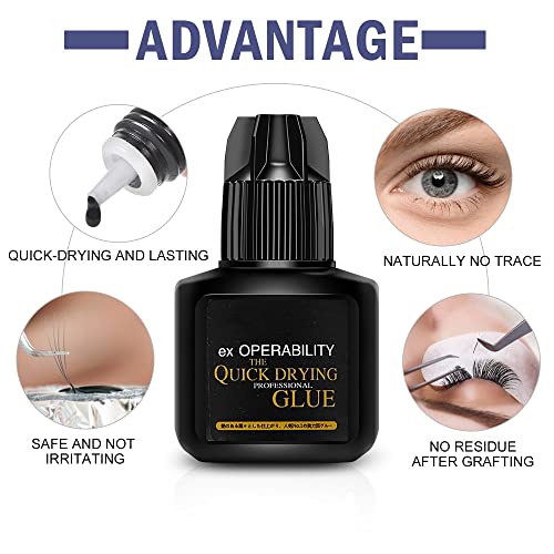 Eyelash Extension Glue, Individual Lash Glue Professional Lash Extension Glue Semi Permanent Eyelash Glue for Lash Artists Quick Drying & Long La