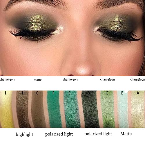 Green Eyeshadow Palette - Shimmer Eye Shadow Palette Matte and Glitter EyeShadow Make-Up Palettes Waterproof, Highly Pigmented Dark, Yellow, Gree