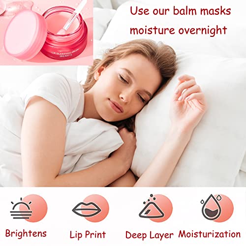 Lip Sleeping Mask Lip Mask Overnight Strawberry Lip Masks Skincare Lip Oils,Lip Moisturiser for Dry Chapped Peeling Cracked Lips Fades Lip Lines,