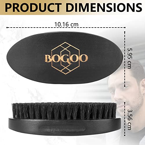BoGoo Hand Palm Dark Oak Military Hair & Beard Brush - Grooming Tool with Boar Bristles for All Hair Types