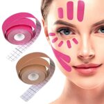 FANTESI 2 Rolls Anti Wrinkle Tape Wrinkle Patches, (500CM*2.5CM) Face Eye Neck Lift Tape Multifunctional High Elasticity Forehead Frown Facial Li