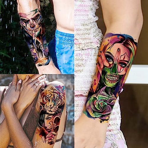 LAROI 55 Sheets Watercolor Temporary Tattoos For Women Men Arm Adults Kids, Waterproof Realistic Temp Water Transfer Tattoo Stickers, Animals Tig