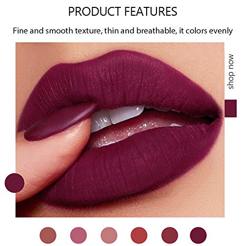 Matte Lipstick Set 6 Colors Nude Moisturizer Smooth Lipstick Long Lasting Waterproof Lipstick Makeup Gift Set