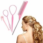 Topsy Tail Hair Tool, 4Pcs Hair Styling Accessories,Hair Braiding Tool Set, Hair Braid Styling Tool, French Braid Loop Tool with Tail Combfor Hai