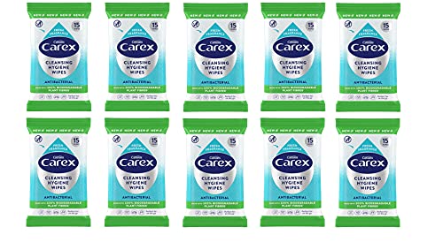 Carex Antibacterial Biodegradeable Wipes- Multipack 15 Wipes x 10 Packs