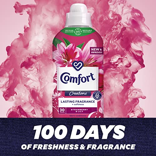 Comfort Creations Strawberry & Lily Fabric Conditioner pack of 8 (240 washes total) with Stay Fresh technology for 100 days of freshness + fragra