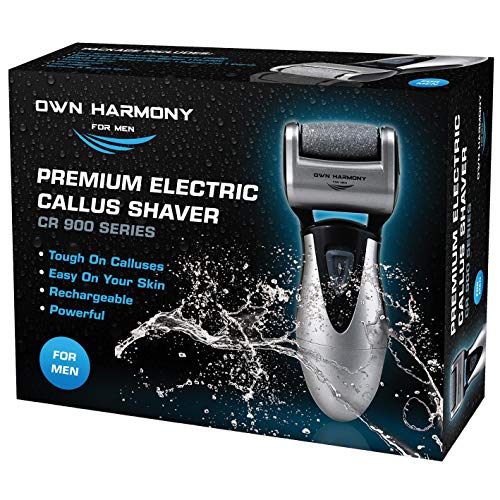 Electric Hard Skin Remover for Men by Own Harmony: USA's Best Rated Callus Remover- Rechargeable Pedicure Tools w 3 Coarse Rollers, Velvet-Smooth