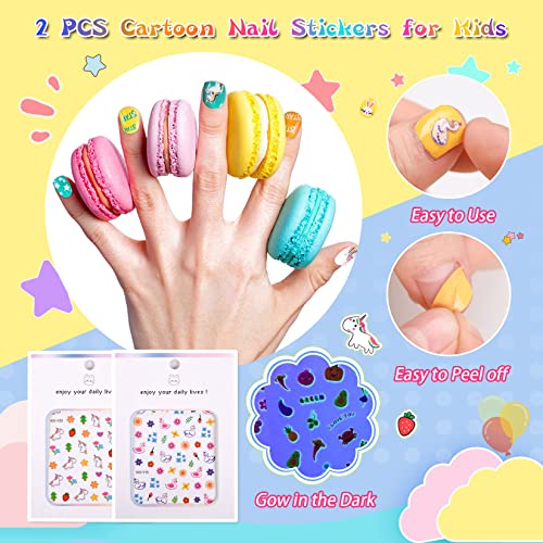 Kids Nail Polish Set for Girls 12 Candy Colors Childrens Nail Polish Kit Quick Dry for Kids Gifts with Stickers, Water-Based Non-Toxic Peel-Off R