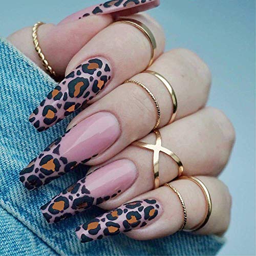Leopard Print Nail Art Decals Stickers, EBANKU Leopard Print Design Nail Sticker Self-Adhesive Nail Sticker Supplies for Women Girls Nails Decor