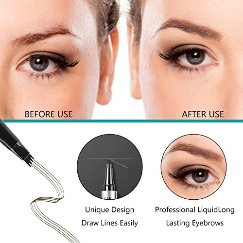 Eyebrow Pencil Microblading Eyebrow Pen with 4 Micro-Fork Tip Long Lasting Waterproof Eyebrow Makeup Looks Like Hair Defined Natural Beauty Profe