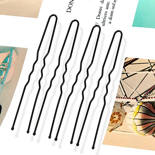 Mbsomnus 200PCS Hair Pins for Buns 7cm U-Shaped Hair Pins Long Bobby Pins Black Bun Pins with Storage Box Hair Grips for Thick Hair Women Girls W