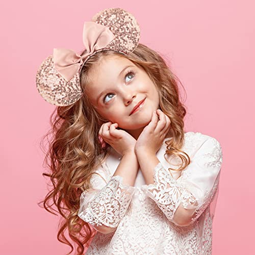 DRESHOW 2 Pack Mouse Ears Bow Headbands Glitter Party Decoration Cosplay Costume for Girls & Women