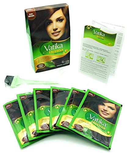 Dabur Vatika Henna Hair Colour, Dark Brown 100% Ammonia Free, 6 x 10g Sachet's - 60g