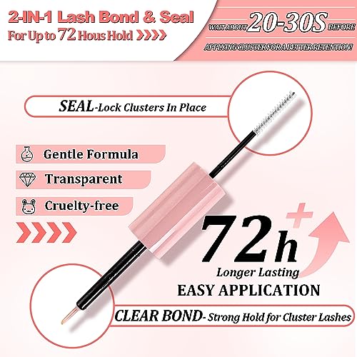 Leipple DIY Lash Extension Kit, Individual Lashes with Lash Glue Bond and Seal, 200 Cluster Lashes 8~16mm Natural Look Lash Clusters False Eyelas