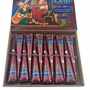 12 x Kaveri Dark Brown Mehndi All Natural Body Art Organic Temporary Tattoo