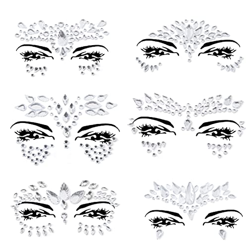 Face Gems Adhesive Glitter Jewel Tattoo Sticker Festival Gems Rave Party Body Make Up (Shine)
