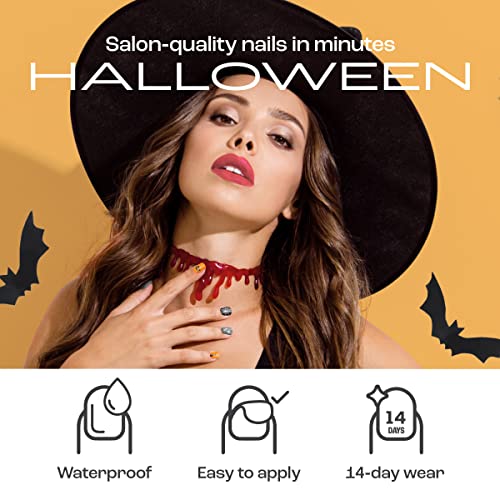 Gya Labs Nail Stickers - Festive - Halloween | Long Lasting Nails for Women - Semi Cured Gel Nail Strips (20 Pcs) - Nail Stickers for Nail Art Ki