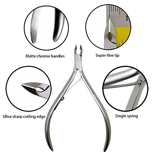 Rui Smiths Professional Carbon Steel Cuticle Nippers for Home Users, French Handle, Single Spring, 6mm Jaw (Full Jaw)