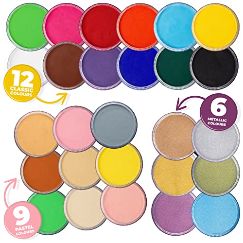 Blue Squid PRO Face Paint - Classic White (30gm), Professional Water Based Single Cake Face & Body Paint Makeup Supplies for Adults Kids Hallowee