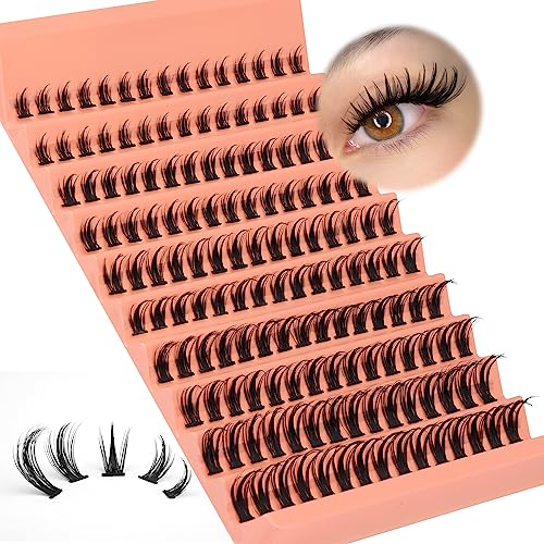 Lash Clusters 200Pcs Individual Lashes DIY Eyelash Extension D Curl Natural Look Wispy Clusters Lash Extension 8-16mm Mix Tray Fluffy Soft Faux M