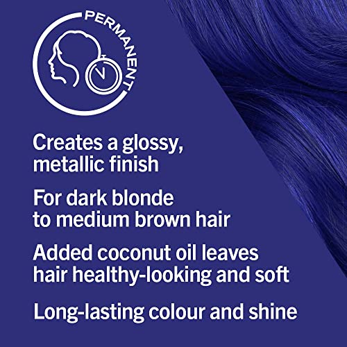Schwarzkopf LIVE Urban Metallics Vibrant, Long Lasting, Permanent Blue Hair Dye, Infused with Coconut Oil for Shiny Hair, Blue Mercury U67