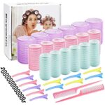 Hair Rollers Set, 18 Hair Rollers for Long Hair, 25mm, 30mm, 44mm Curlers Rollers, 12 Duckbill Hair Curlers for Long Hair, 2 Combs, a Braid Devic
