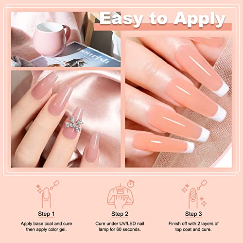 Lavender Violets 13 Pcs Gel Nail Polishes Set French Nail Art White Pink Nude 9 Colours UV LED Soak Off With Base Coat,Matte n No Wipe Top Coat N