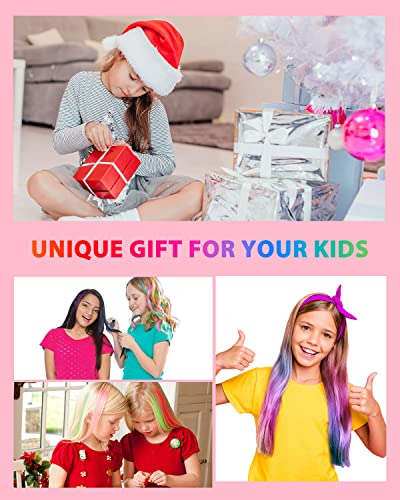 Hair Chalks for Girls, 8 Pcs Washable Hair Chalk Dye for Kids, Portable Non-Sticky Temporary Bright Hair Dye, Hair Spray Color for Kids Women Gif