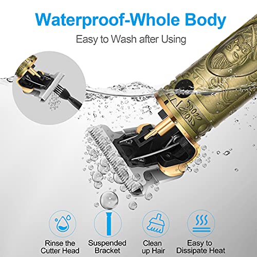 Hair Clippers Men Professional Beard Trimmer, Head Shaver Electric Cordless Rechargeable, Grooming Kit for Beard & Hair with 3 Guide Combs, Easy