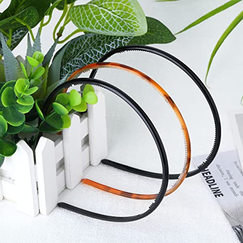 Skinny Plastic Headbands for Women Girls, PROUSKY 3 Pieces Plastic Headband With Teeth, 3 Color Alice Hair Bands Hair Accessories for Sport Washi