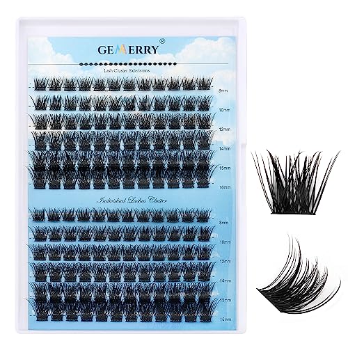 Cluster Eyelash Extensions 240pcs Cluster Lashes Individual Lashes D Curl 30D 40D 0.07mm 8-16mm Mix Ribbon Lashes Wide Stem Natural Lashes DIY La