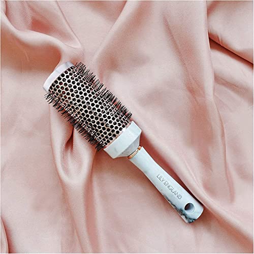 Round Hair Brush for Women Blow Dry - 43mm Ceramic Round Brush for Blow Drying, Detangling, & Styling - Marble Barrel Brush by Lily England - The