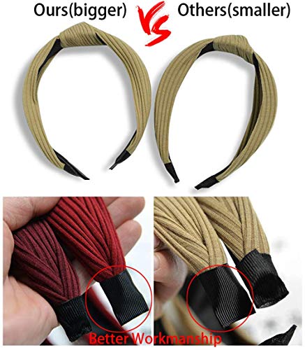 DRESHOW 10 Pieces Wide Headbands Knot Turban Headband Hair Band Elastic Hair Accessories for Women and Girls