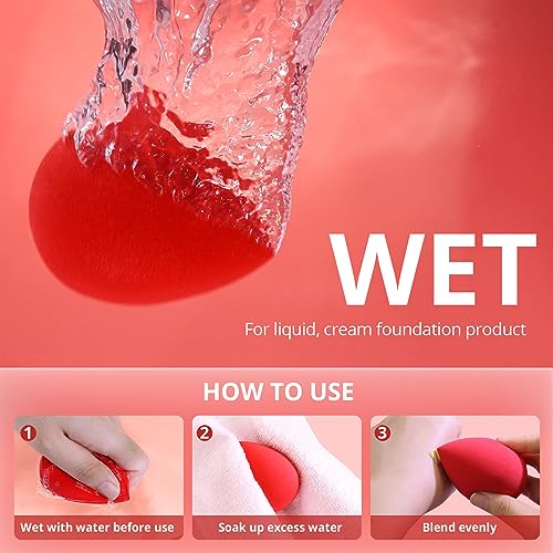BEAKEY Make up Sponges, Non-Latex, 5 Pcs Soft Foundation Sponge, Makeup Sponge for Foundation, Liquid, Creams and Powders (Multi-Color)